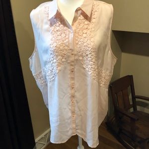 Soft pink Loft button blouse XL